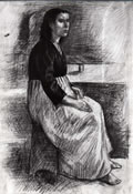 Figura seduta, anni ’30, carboncino su carta, Firenze, collezione privata